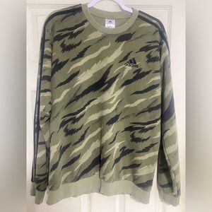 Adidas Green and Black Crewneck Sweater